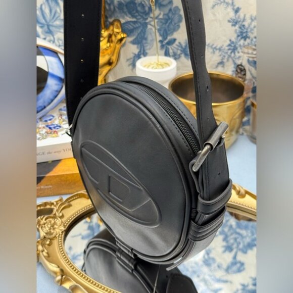 🆕 DIESEL 🧿 NWOT Rinke Circle Shoulder Bag - All Black - Picture 5 of 14